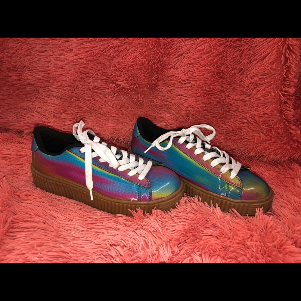 Misguided rainbow platform sneakers